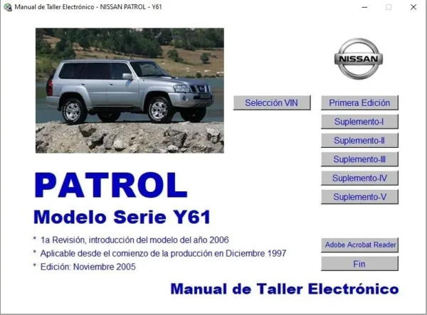 Manual Taller Nissan Patrol Y61 Años 1995-2006 Español Full