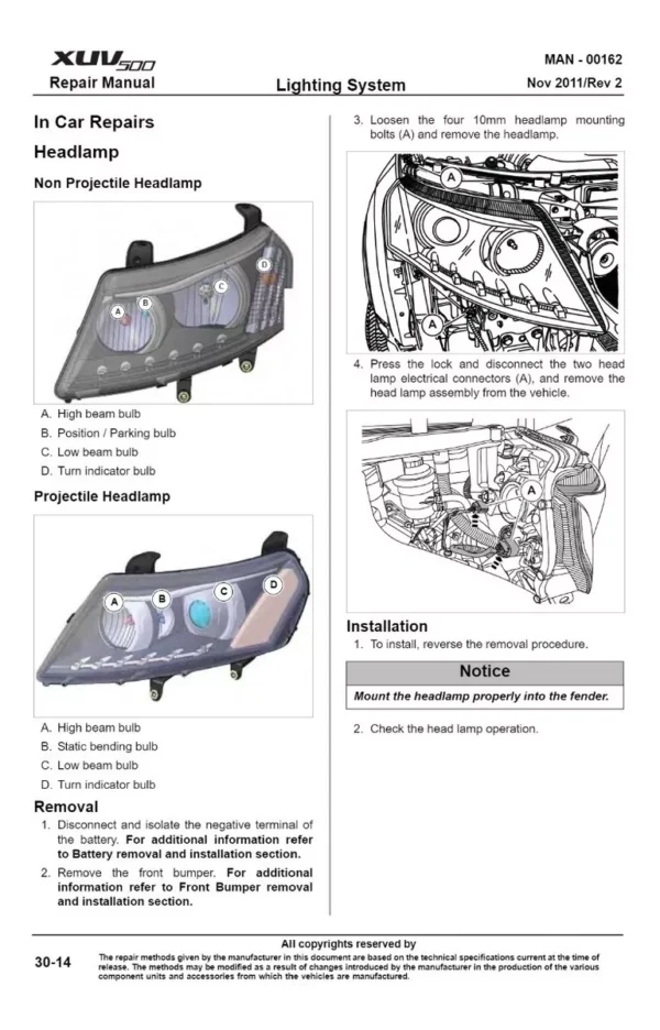 Manual De Taller y diagramas Mahindra Xuv500 2011 al 2015 - Imagen 2