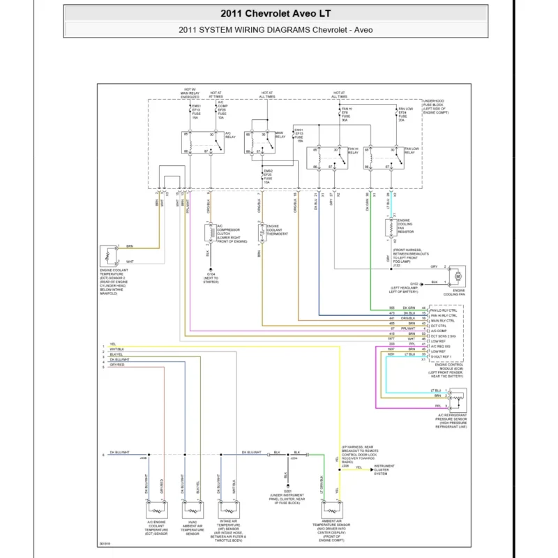 Diagramas eléctricos Chevrolet Aveo LT 2011 1.6L