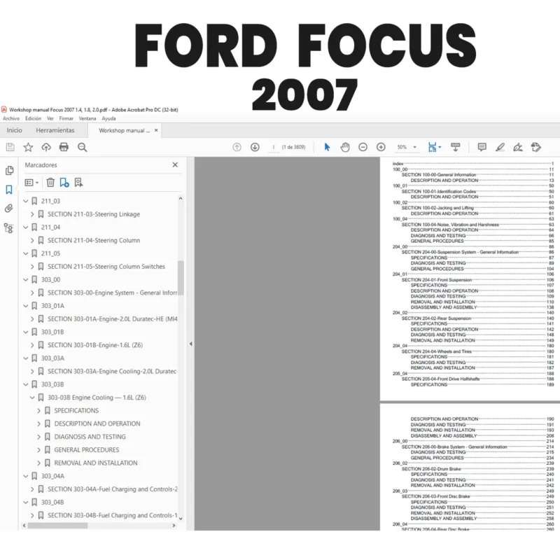 Manual de taller Ford Focus 2007 1.4L