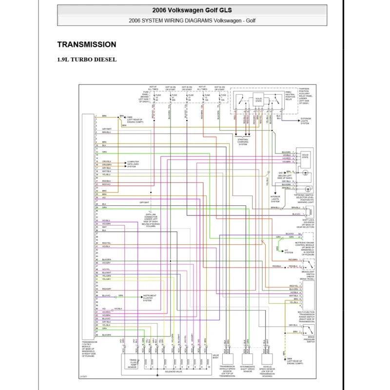 Diagramas eléctricas Volkswagen Golf 2006 1.9L 2.0L