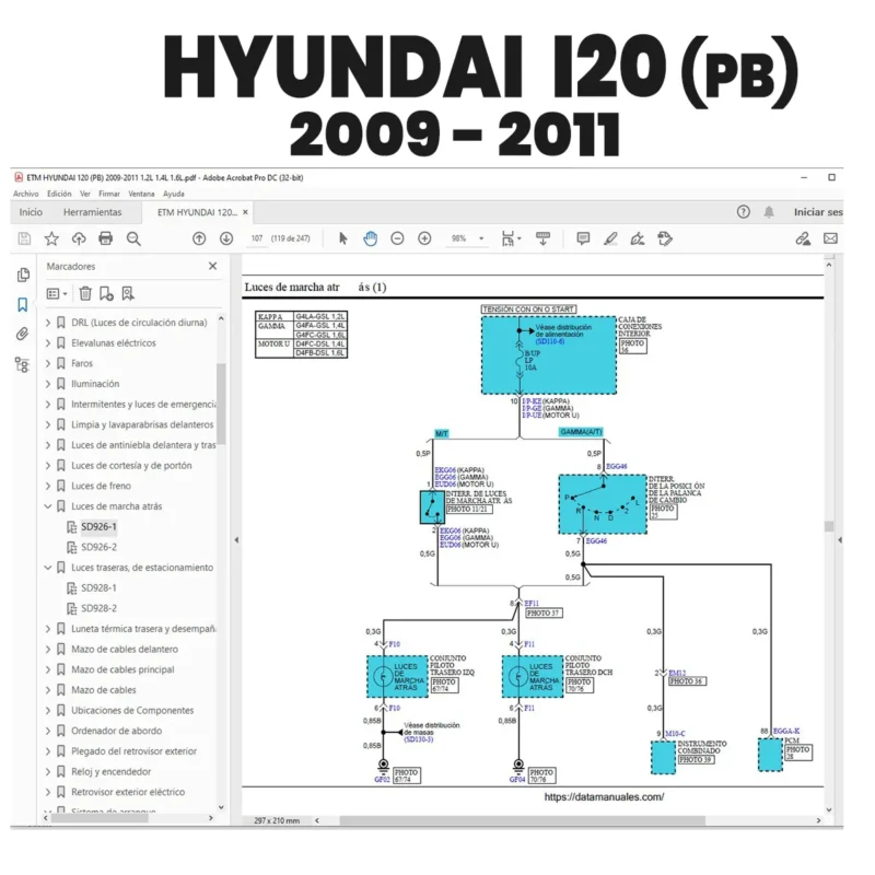 Diagramas electricos Hyundai I20 PB 1.2, 1.4, 1.6