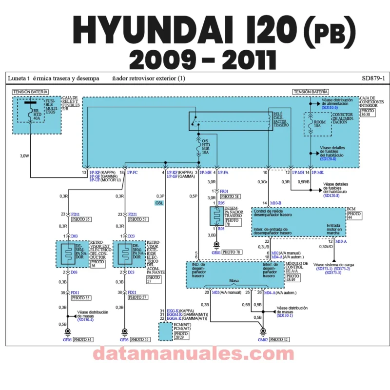 Digramas eléctricos hyundai i20 PB 2009 2010 2011