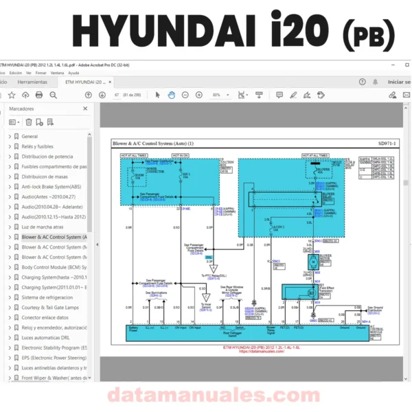 Descargar Diagramas eléctricos Hyundai i20 (PB) 2012 Motores 1.2L, 1.4L y 1.6