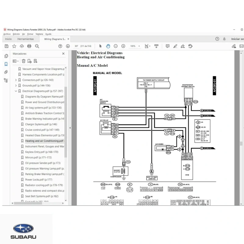 Diagramas electricosSubaru Forester 2008 F4 2.5LTURBO