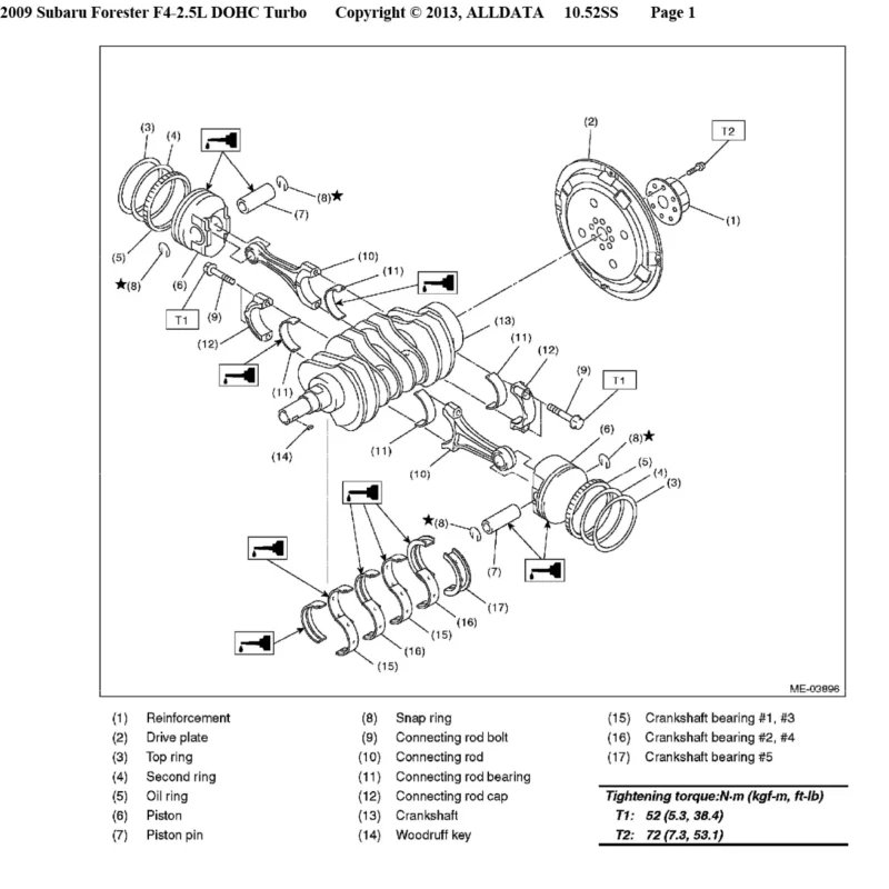 Diagrama Eléctrico Subaru Forester 2.5L Turbo 2009 mecanica Crankshaft and Piston